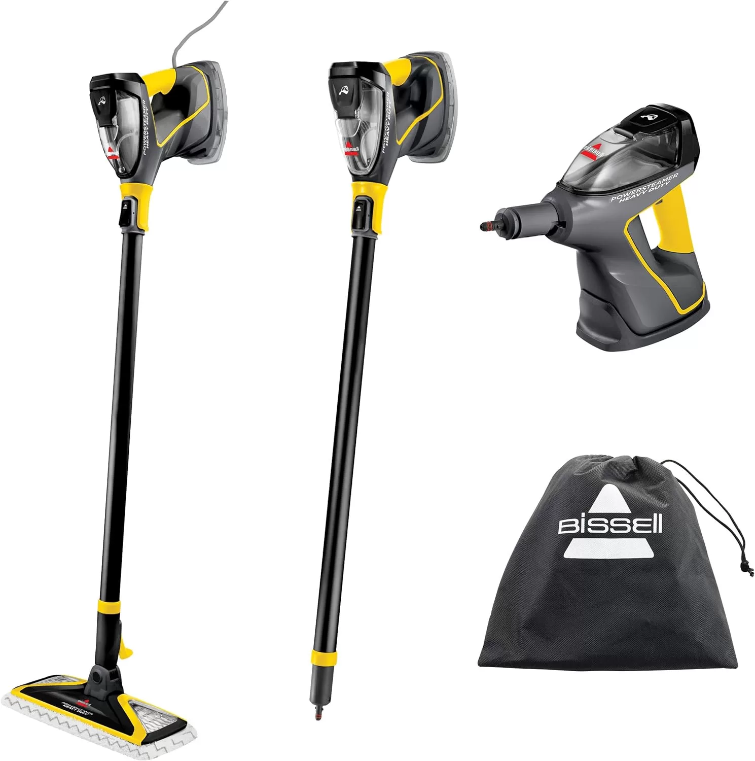 BISSELL Power Steamer Heavy Duty 3-in-1 Steam Mop and Handheld SteamShot, Black, 2685A