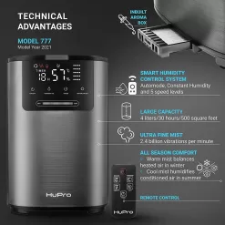 Hupro Top Fill Cool Mist & Warm Mist Humidifier for Large Room Home Bedroom Living Room 4L Big Capacity