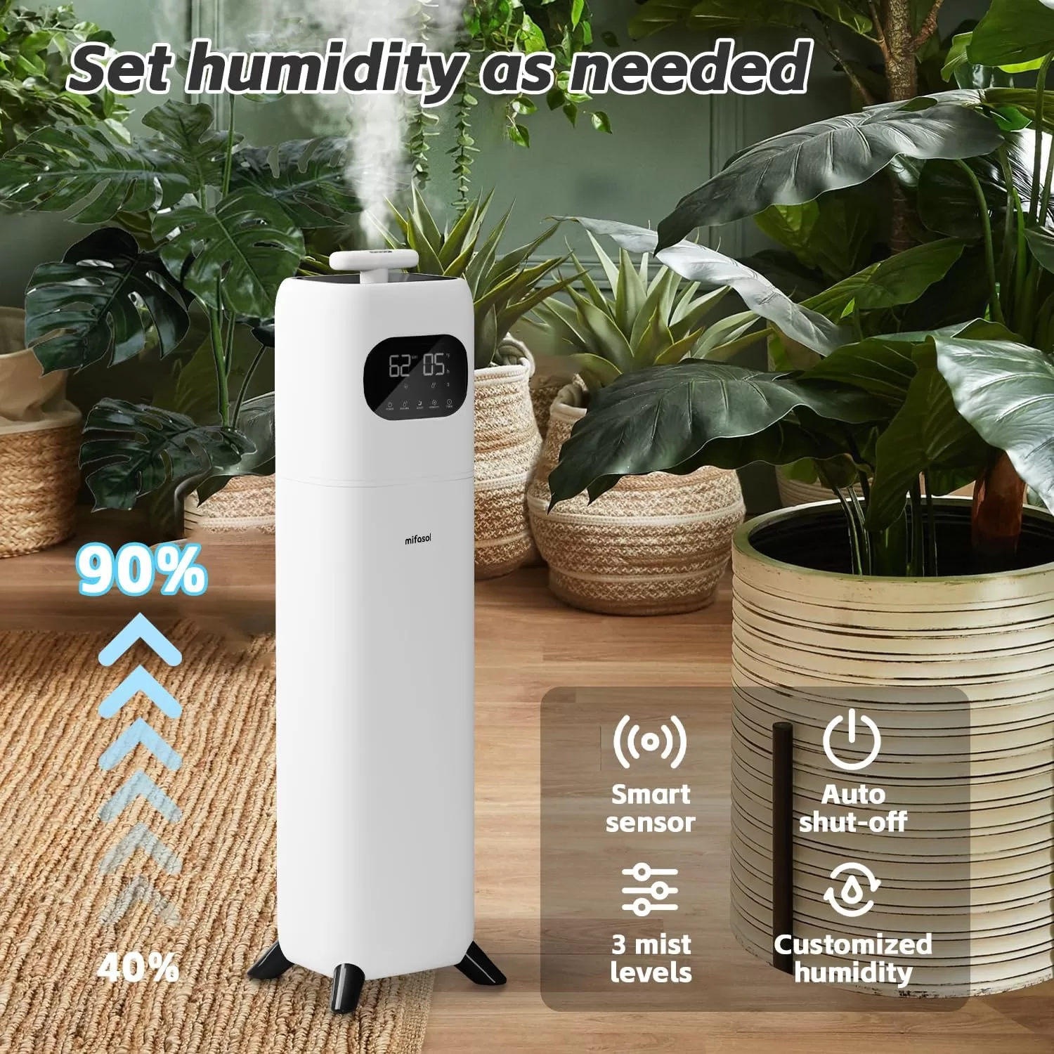 Humidifiers for Bedroom Large Room, 2.3Gal/9L Quiet Humidifiers for Bedroom