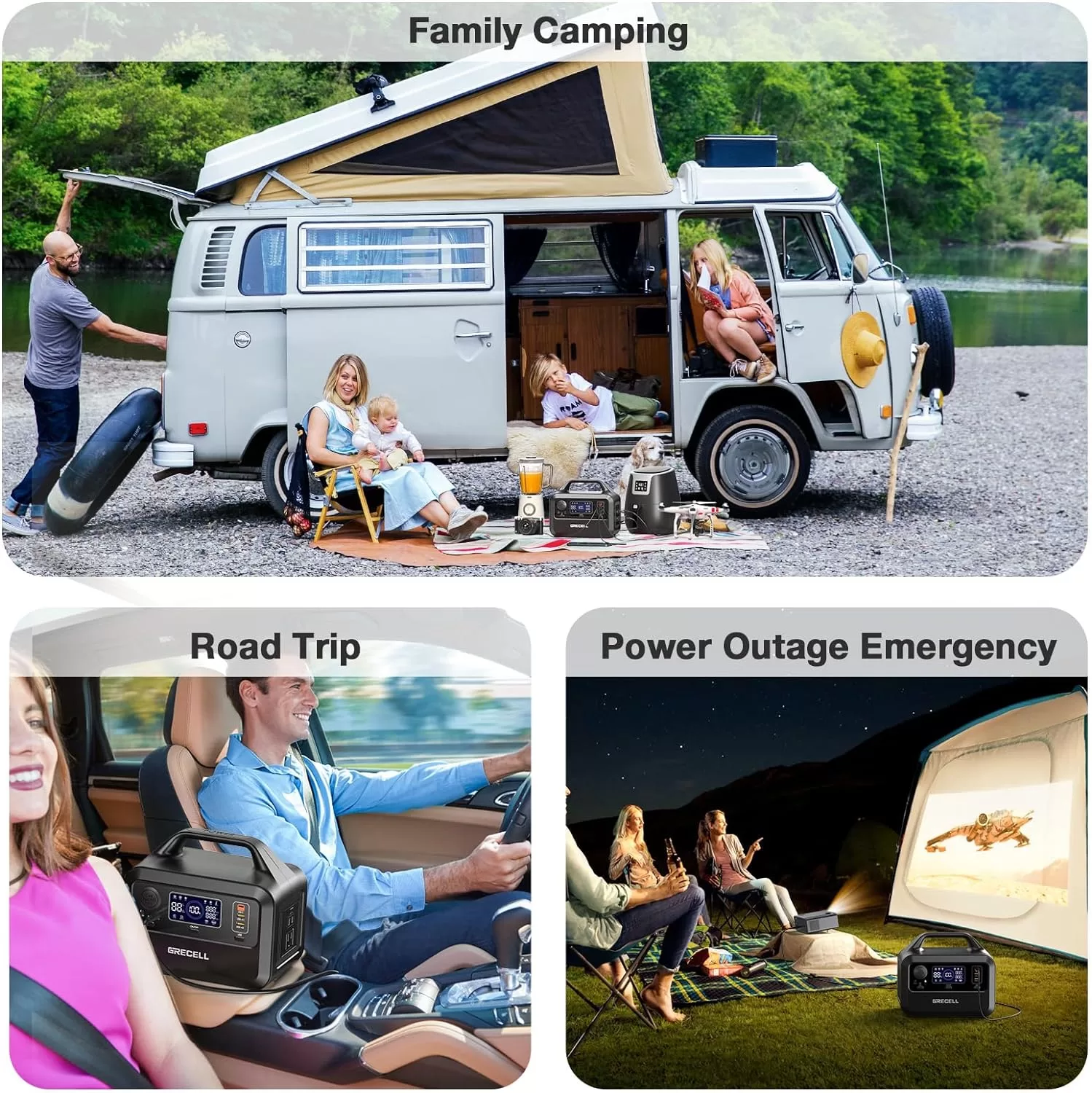 GRECELL Portable Power Station 300W, 230Wh LiFePO4 (LFP) Battery