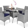 Best Choice Products 5-Piece Indoor Outdoor Wicker Dining Set Furniture - Navy
