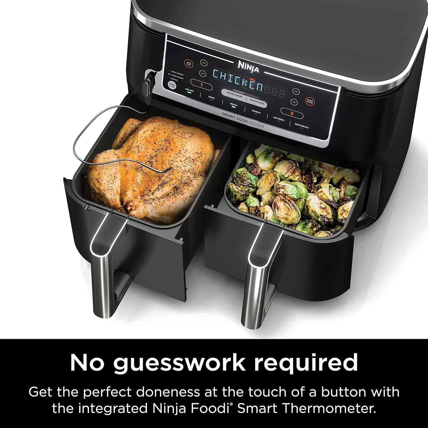 Ninja DZ550 Foodi 10 Quart 6-in-1 DualZone Smart XL Air Fryer with 2 Independent Baskets, Grey