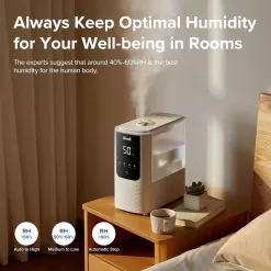 LEVOIT Humidifiers for Bedroom Home, Smart Warm and Cool Mist Air Humidifier for, OasisMist4.5L, White