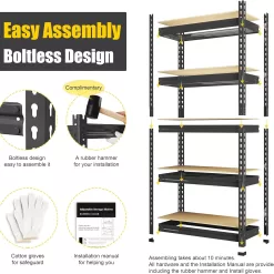 PrimeZone Storage Shelves 5 Tier Adjustable Garage Storage Shelving, 28