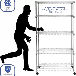 Seville Classics 5-Tier Wire Shelving with Wheels, 5-Tier, 30