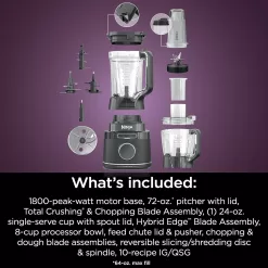 Ninja TB401 Detect Kitchen System Power Blender + Processor Pro, BlendSense Technology, Blender, Chopping & Smoothies, Black