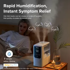 LEVOIT Humidifiers for Bedroom Home, Smart Warm and Cool Mist Air Humidifier for, OasisMist4.5L, White