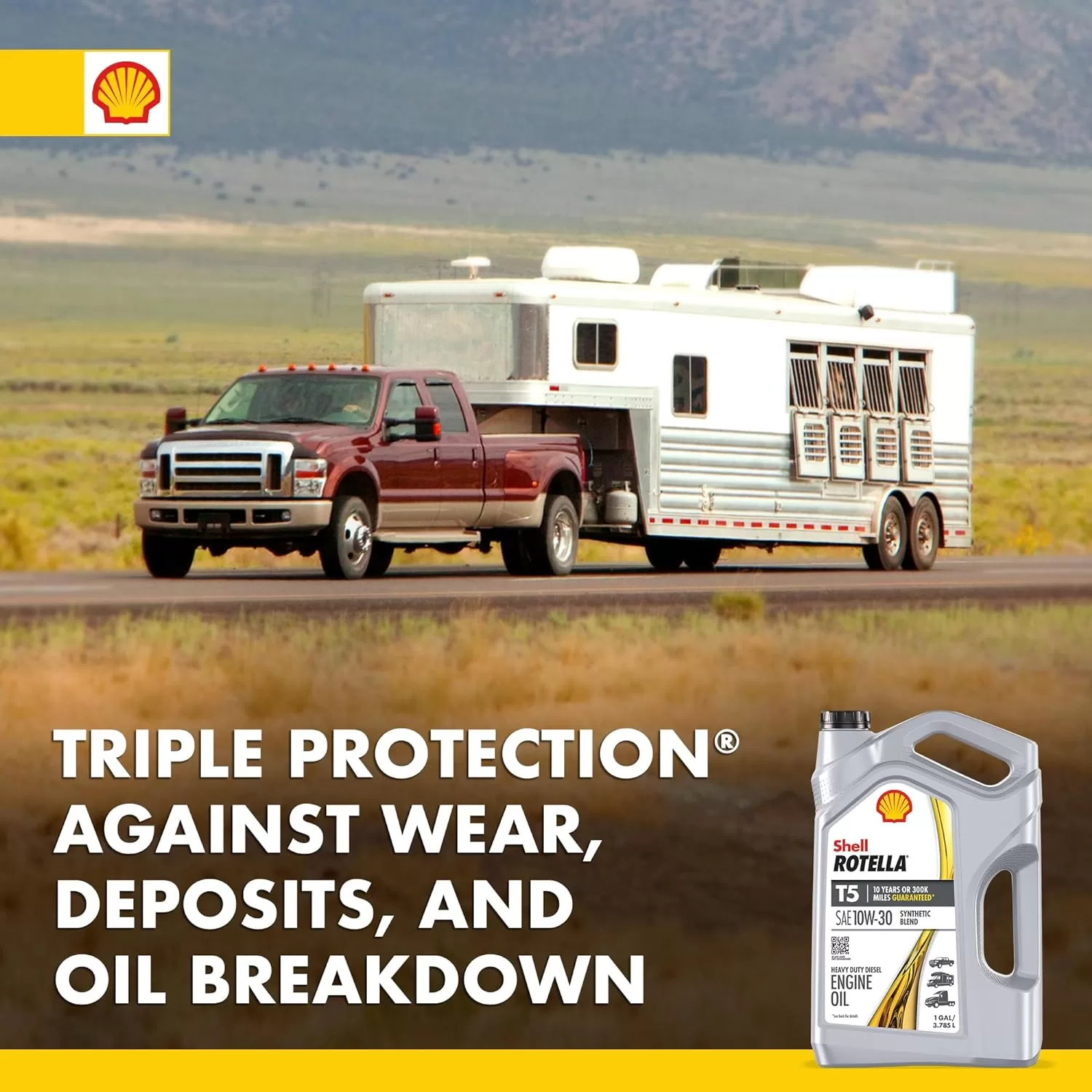 Shell Rotella T5 Synthetic Blend 10W-30 Diesel Engine Oil (1-Gallon, Case of 3)
