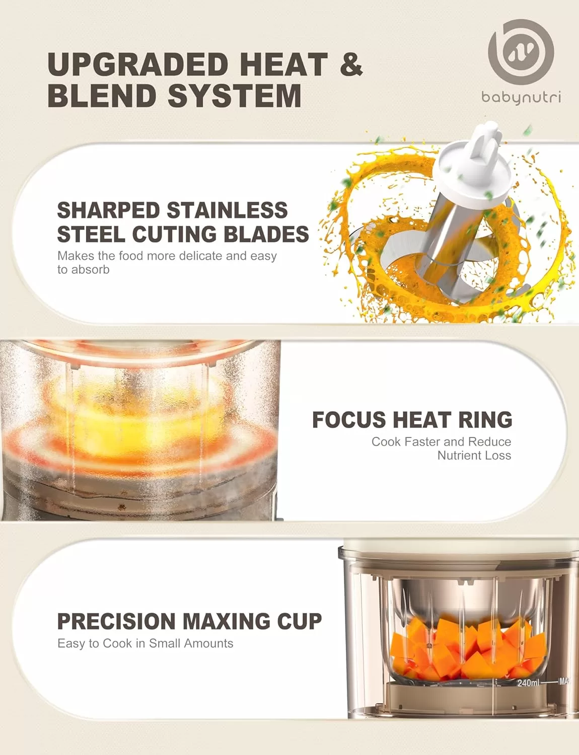 BABYNUTRI Auto Glass Baby Food Maker, Baby Food processor, Blender & Steamer