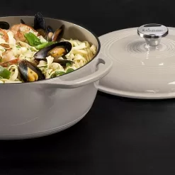 Lodge 6 Quart Enameled Cast Iron Dutch Oven with Lid – Oyster White
