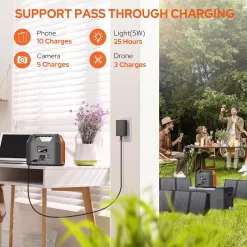 EnginStar Portable Power Station 150W 155Wh Solar Generator 110V 42000mAh Portable Power Bank w/AC Outlet