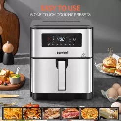 Borlebbi Air Fryer, 10 Quart Family Size Large Airfryer, 1700W, Stainless Steel