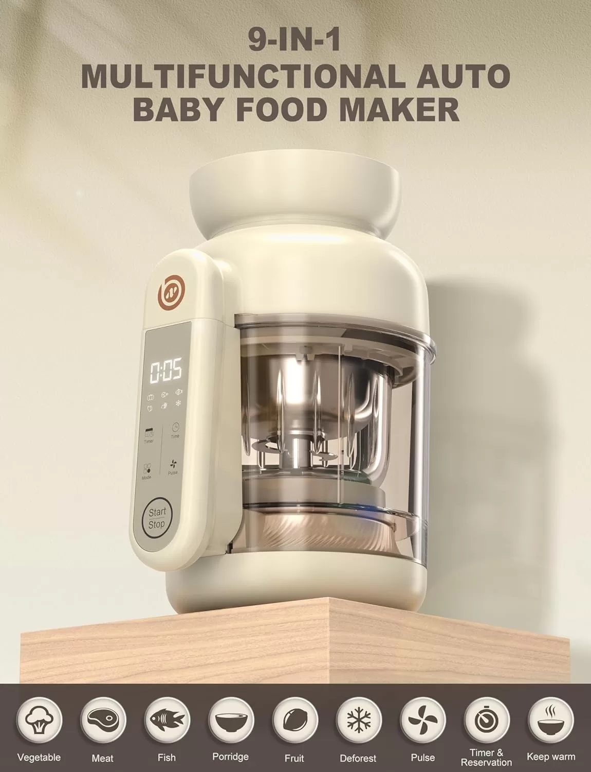 BABYNUTRI Auto Glass Baby Food Maker, Baby Food processor, Blender & Steamer