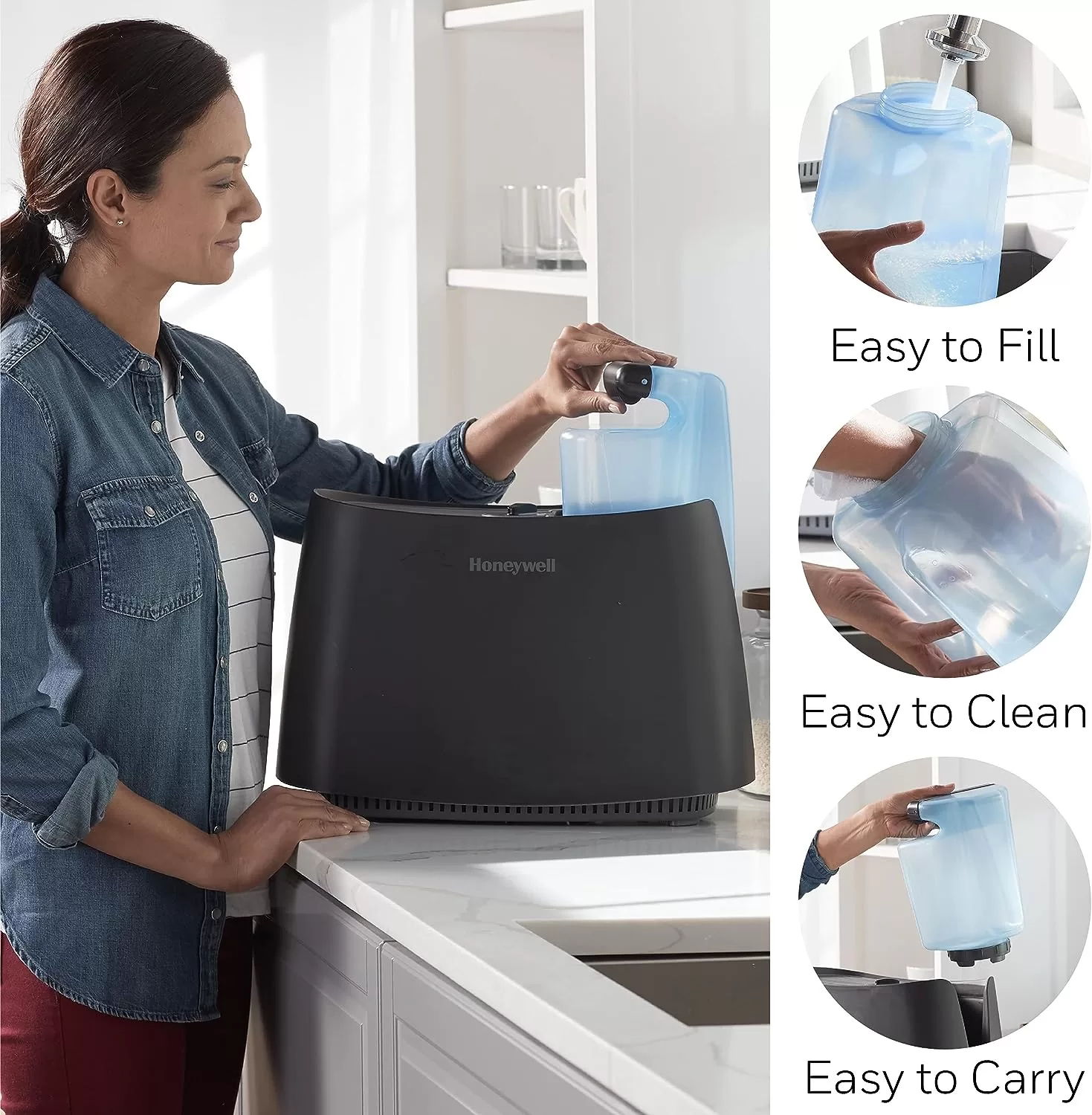 Honeywell Cool Moisture Humidifier, Medium Room, 1.1 Gallon Tank, Black