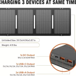 ZeroKor Portable Solar Generator, 300W Portable Power Station with Foldable 60W Solar Panel