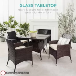 Best Choice Products 5-Piece Indoor Outdoor Wicker Dining Set Furniture - Navy