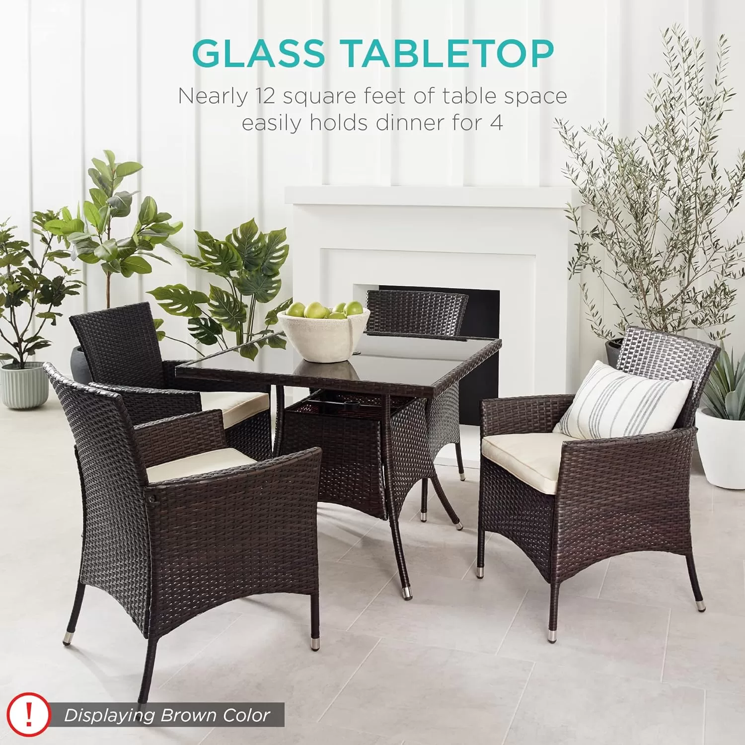 Best Choice Products 5-Piece Indoor Outdoor Wicker Dining Set Furniture - Navy