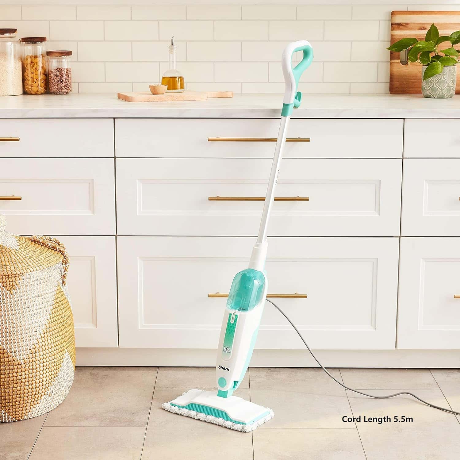 Shark S1000 Steam Mop with 2 Dirt Grip Pads, Lightweight, White/Seafoam - Image 9