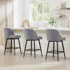 Watson & Whitely Counter Height Bar Stools Set of 3, 26" H Seat Height, Fabric in Grey (Multi-Colored)