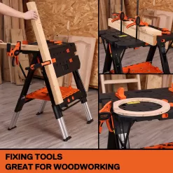 Pony Portable Folding Work Table, 2-in-1 as Sawhorse & Workbench, Load Capacity 1000 lbs-Sawhorse & 500 lbs-Workbench