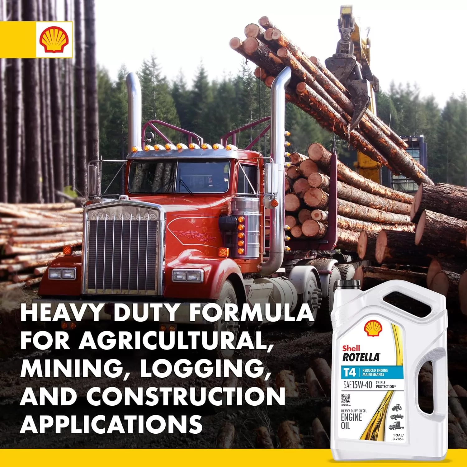 Shell Rotella T4 Triple Protection Conventional 15W-40 Diesel Engine Oil (1-Gallon, Case of 3)
