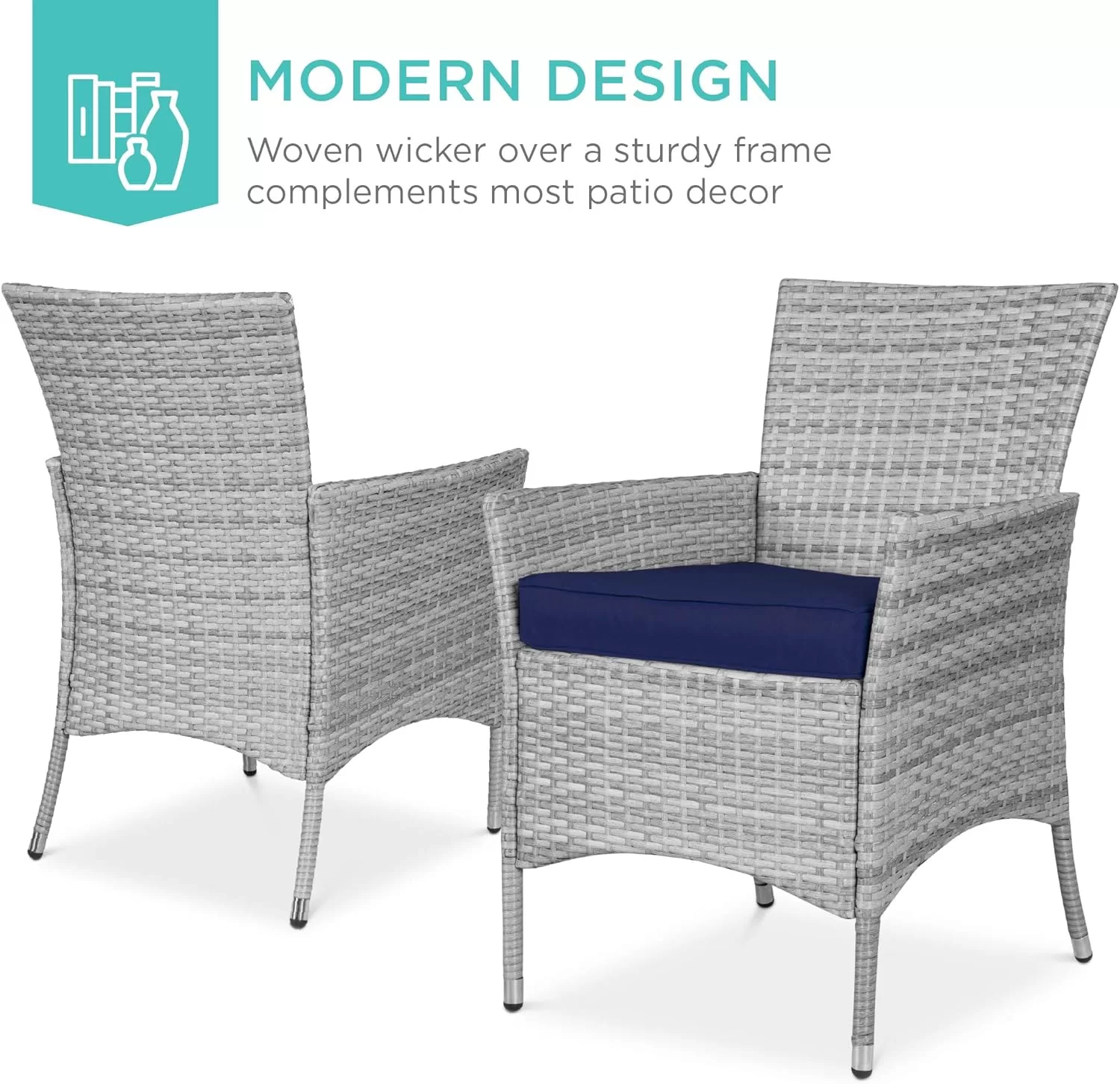 Best Choice Products 5-Piece Indoor Outdoor Wicker Dining Set Furniture - Navy