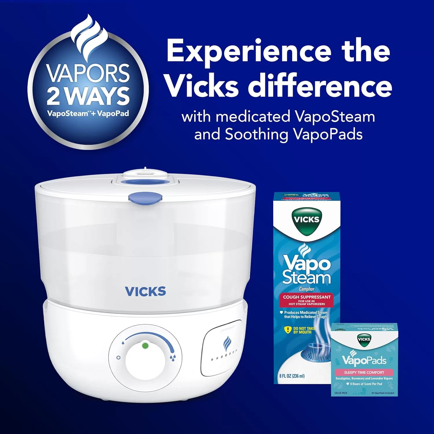 PUR Vicks EasyCare+ Top Fill Filter-Free Cool Mist Humidifier, White