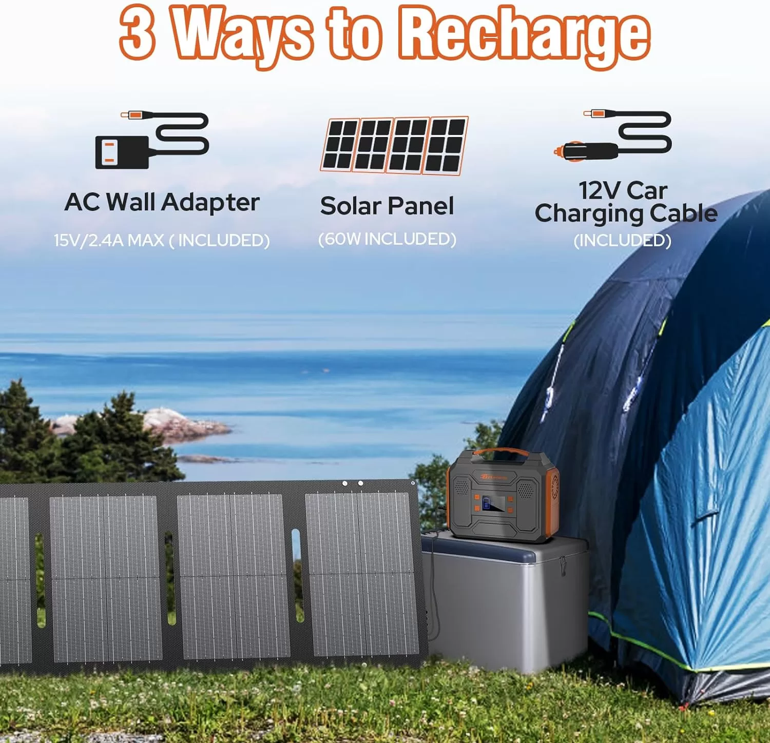 ZeroKor Portable Solar Generator, 300W Portable Power Station with Foldable 60W Solar Panel