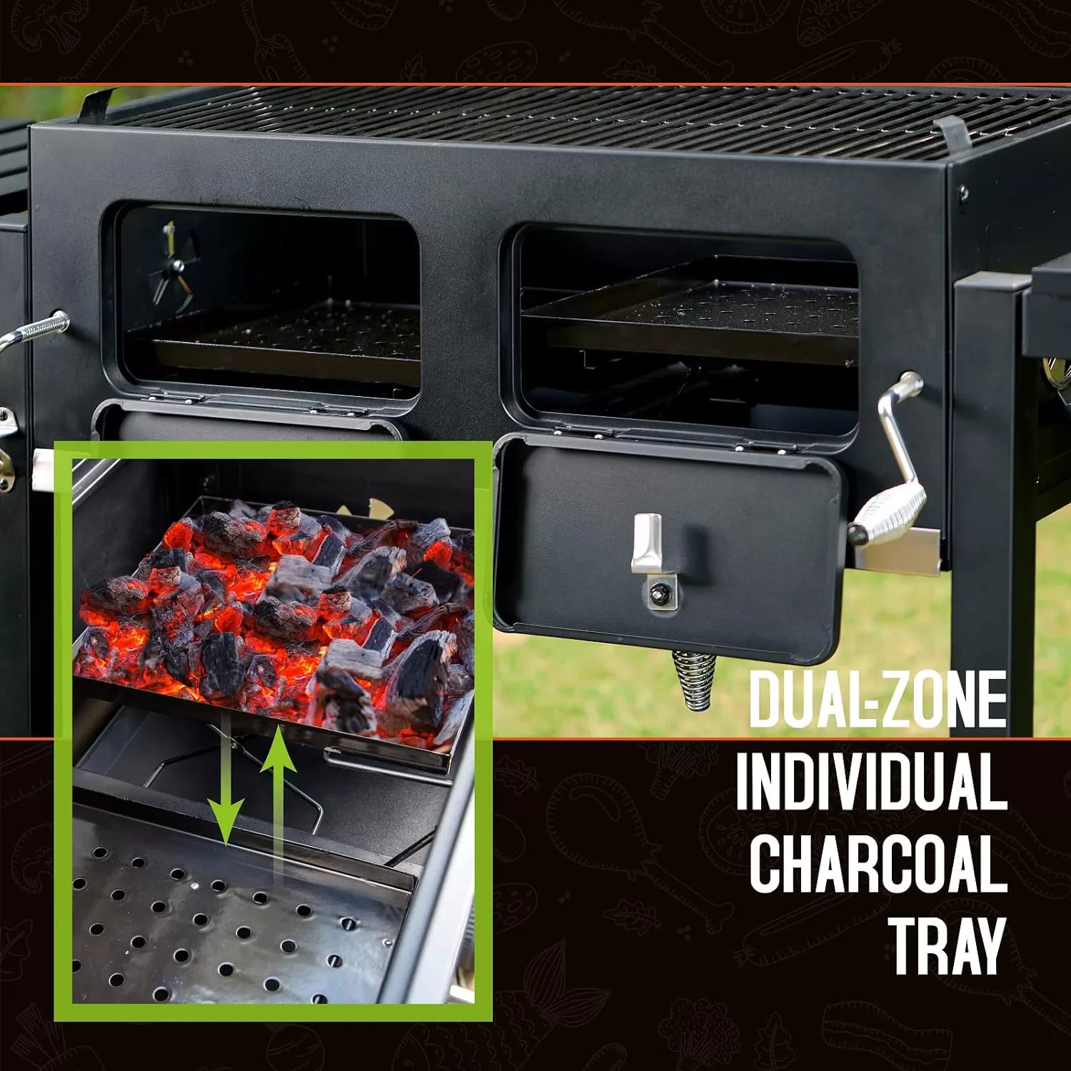 Sophia & William Extra Large Charcoal BBQ Grills with 794 SQ.IN. Cooking Area, Outdoor Barbecue Grill