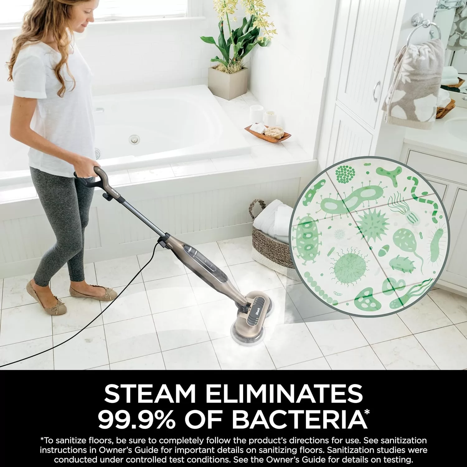 Shark S7001 Mop, Scrub & Sanitize at The Same Time, Designed for Hard Floors, Gold, 13.7 in L x 6.75 in W x 46.5 in H