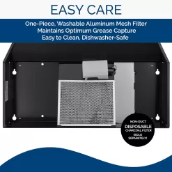 Broan-NuTone 413023 Ductless Range Hood Insert with Light, Exhaust Fan for Under Cabinet, 30-Inch, Black