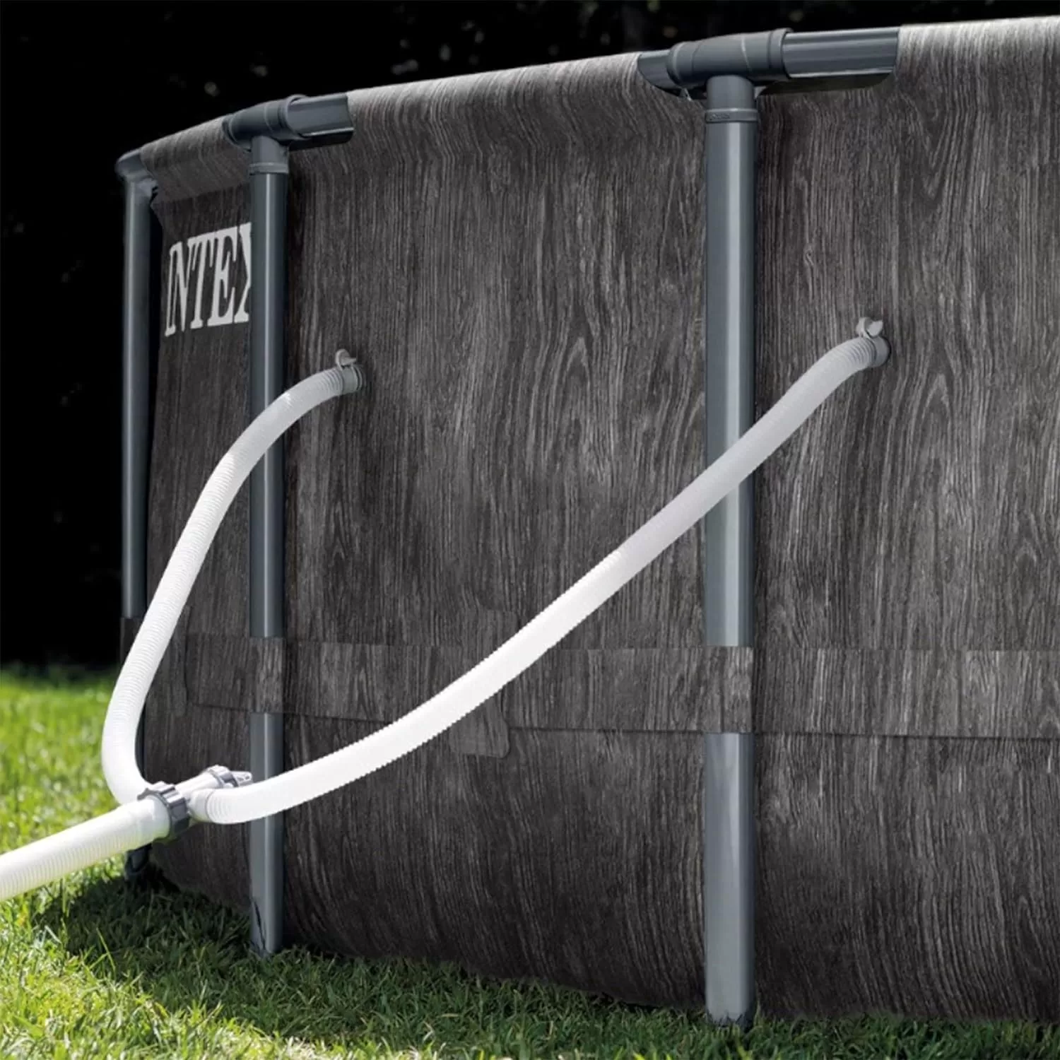 Intex Greywood Prism Frame 12 Foot x 30 Inch Round Above Ground Outdoor Swimming Pool