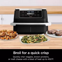Ninja DZ071 Foodi 6-in-1 DualZone FlexBasket Air Fryer with 7-QT MegaZone & Basket Divider, Black