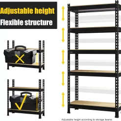 PrimeZone Storage Shelves 5 Tier Adjustable Garage Storage Shelving, 28