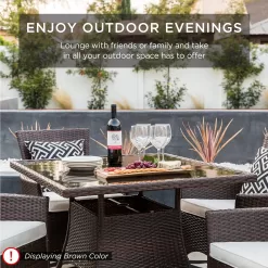 Best Choice Products 5-Piece Indoor Outdoor Wicker Dining Set Furniture - Navy