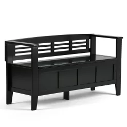 SIMPLIHOME Adams SOLID WOOD 48 Inch Wide Contemporary Entryway Storage Bench with Safety Hinge