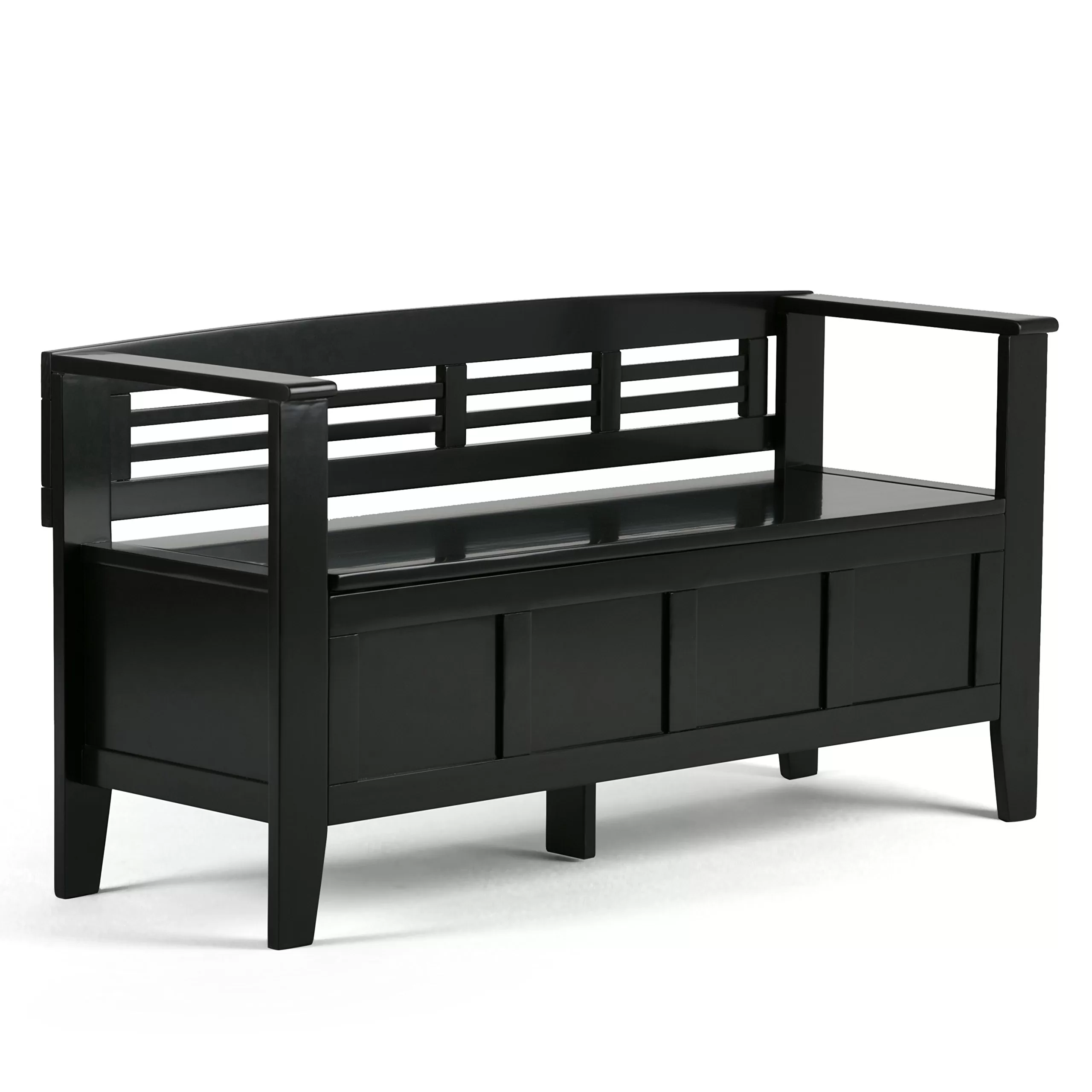 SIMPLIHOME Adams SOLID WOOD 48 Inch Wide Contemporary Entryway Storage Bench with Safety Hinge