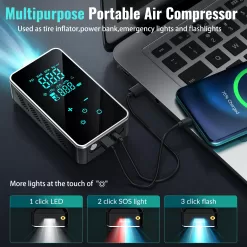 Tire Inflator Portable Air Compressor - Air Pump for Car - 18000mAh Electric Air Compressor (Black)