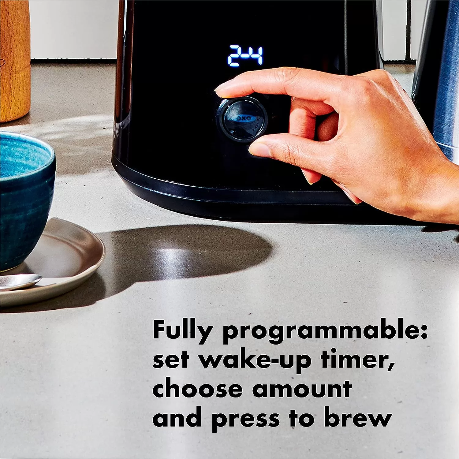 OXO Brew 9 Cup Stainless Steel Coffee Maker, Silver, Black