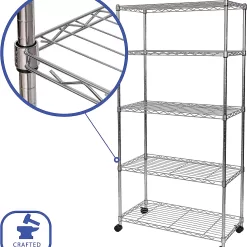 Seville Classics 5-Tier Wire Shelving with Wheels, 5-Tier, 30