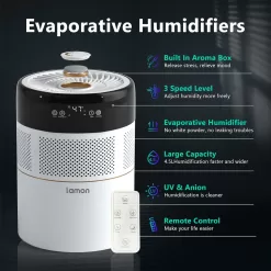 Lamon® Evaporative Humidifier, 400ml/H Cool Moisture Humidifier and Air Purifier, Plants(4.5L/1.2G)