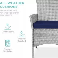 Best Choice Products 5-Piece Indoor Outdoor Wicker Dining Set Furniture - Navy