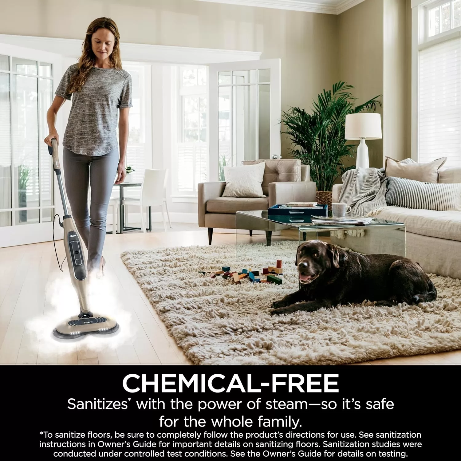 Shark S7001 Mop, Scrub & Sanitize at The Same Time, Designed for Hard Floors, Gold, 13.7 in L x 6.75 in W x 46.5 in H