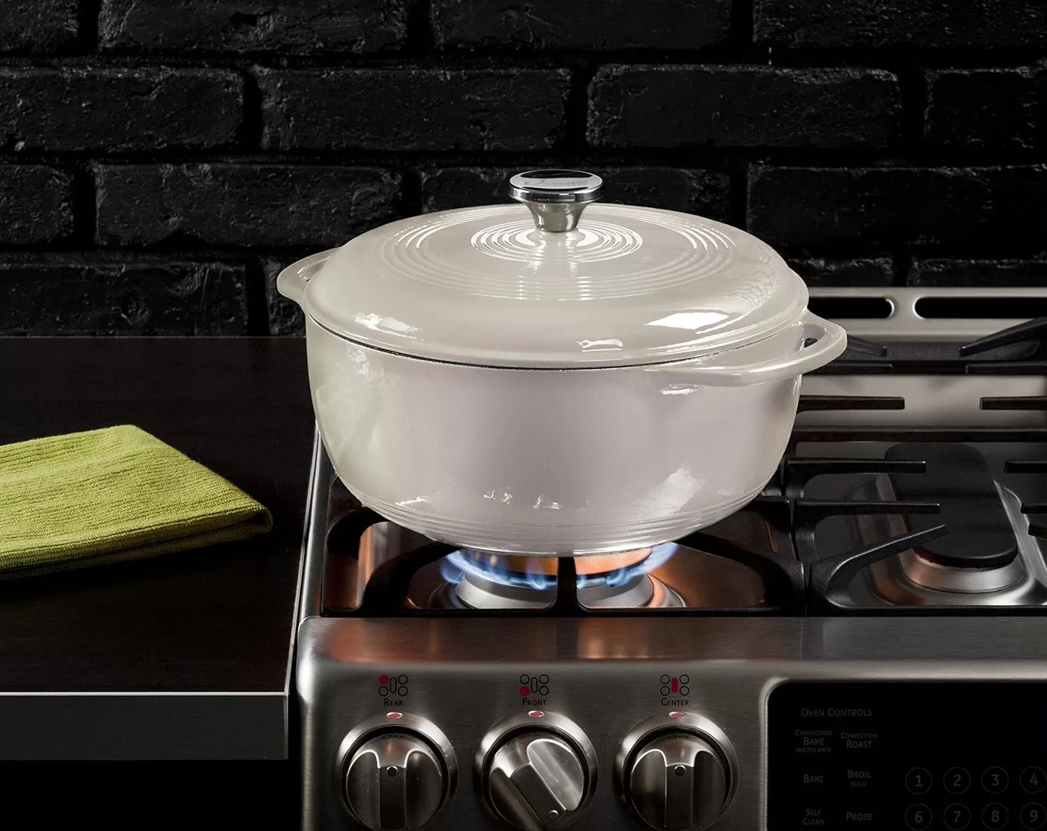 Lodge 6 Quart Enameled Cast Iron Dutch Oven with Lid – Oyster White