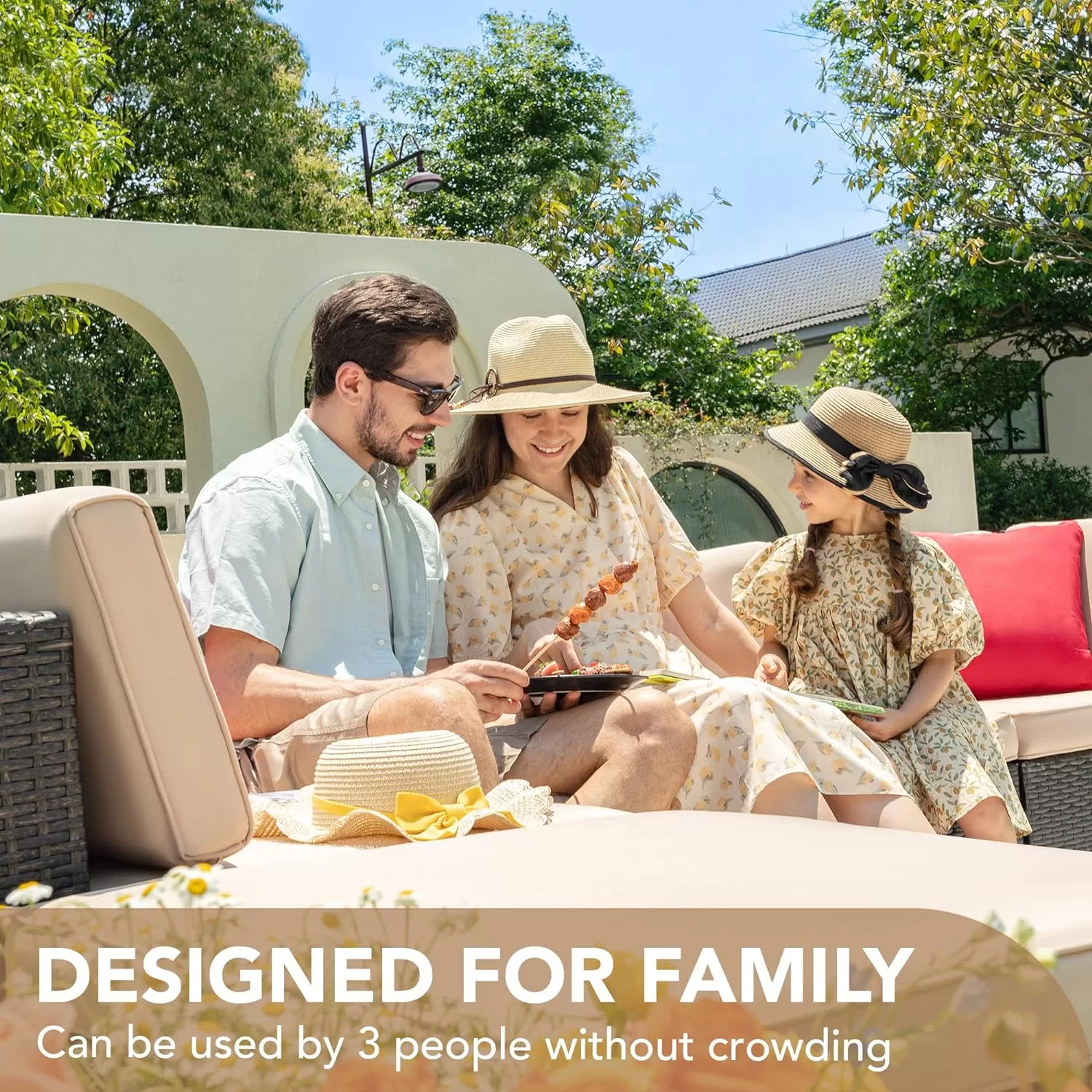 Devoko 5 Pieces Patio Furniture Sets All Weather Outdoor Sectional Patio Sofa Manual Weaving Wicker Rattan Patio Seating Sofas