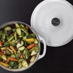 Lodge 6 Quart Enameled Cast Iron Dutch Oven with Lid – Oyster White
