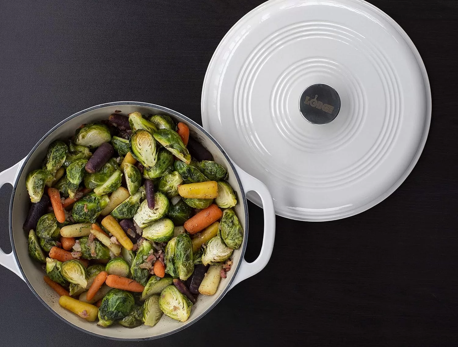 Lodge 6 Quart Enameled Cast Iron Dutch Oven with Lid – Oyster White