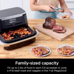 Ninja DZ071 Foodi 6-in-1 DualZone FlexBasket Air Fryer with 7-QT MegaZone & Basket Divider, Black