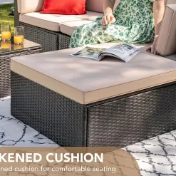 Devoko 5 Pieces Patio Furniture Sets All Weather Outdoor Sectional Patio Sofa Manual Weaving Wicker Rattan Patio Seating Sofas