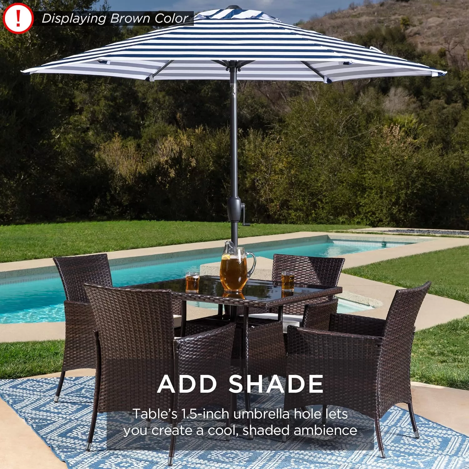 Best Choice Products 5-Piece Indoor Outdoor Wicker Dining Set Furniture - Navy